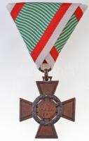 1942. Tűzkereszt II. fokozata oxidált hadifém kitüntetés modern mellszalaggal T:2 Hungary 1942. Fire Cross, 2nd Class war metal decoration with modern ribbon C:XF NMK 447.