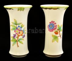 Herendi Viktória mintás kis váza (pár), kézzel festett, jelzett, hibátlan, m:12 cm (2×)