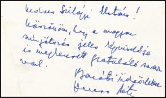 cca 1987 Veress Péter (1928) a Grósz-kormány külkereskedelmi miniszterének saját kézzel írt üdvözlő ...