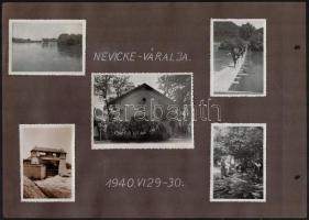 1940 A nevickei vár, vasútállomás, Munkács, Ungvár, 19 db fotó két albumlapra ragasztva, 6,5×8,5 és ...