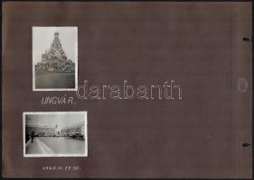 1940 A nevickei vár, vasútállomás, Munkács, Ungvár, 19 db fotó két albumlapra ragasztva, 6,5×8,5 és ...