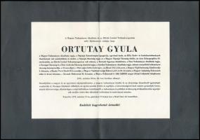 1978 Ortutay Gyula (1910-1978) néprajztudós, politikus halálozási értesítője