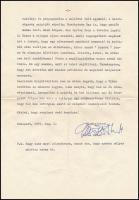 1989 Garas Dezső (1934-2011) saját kezű aláírása egy Szilágyi Dezső (1922-2010) bábművésznek, az Áll...