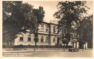 Rimaszombat, Rimavska Sobota; Állami kórház, automobil / Státna nemocnica / hospital + 1938 Rimaszombat visszatért So. Stpl. (EK)