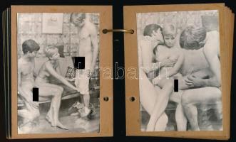 Ismerkedés, 28 db pornó fotó, összefűzött kemény kartonlapokon, 10,5×8 cm