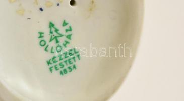 Hollóházi hegedűs, porcelán, kézzel festett, jelzett, kopott, m:14 cm