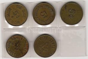 USA/Vietnam, Armee-Geld, 5 US-Cent, 5 versch. St, Erh.: ss/nagyon szép