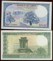 Libanon 1986-88. 5L, 10L, 50L, 100L, 250L T:I