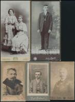 cca 1880-1900 9 db keményhátú fotó, közte katonai, 11×6,5 és 10×16 cm közötti méretekben