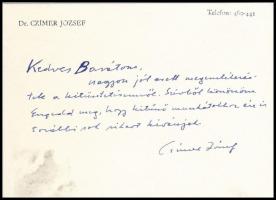 1983 Dr. Czímer József (1913-2008) dramaturg, esztéta, író, műfordítónak az üdvözlő sorai és aláírása egy Szilágyi Dezső (1922-2010) bábművésznek, az Állami Bábszínház igazgatójának szóló levélen, borítékban