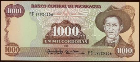 Nicaragua 1985(1988). 10C, 20C, 50C, 500C, 1000C egy kivételével komplett sor! T:I