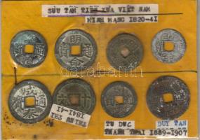 Vietnam, 1820-1917, 8 St versch. Münze, unedelmetall, Erh.: s/ss, szép/nagyon szép