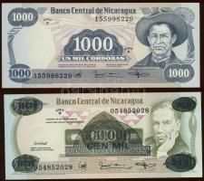 Nicaragua 1985-87. 1000C, 500C 100.000C fny-sal T:I