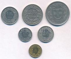 Svájc 1968-1991. 5r-5Fr (6xklf) T:2 Switzerland 1968-1991. 5 Rappen - 5 Francs (6xdiff) C:XF