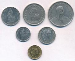 Svájc 1968-1991. 5r-5Fr (6xklf) T:2
Switzerland 1968-1991. 5 Rappen - 5 Francs (6xdiff) C:XF