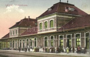 Lipótvár, Újvároska, Leopoldov; Vasútállomás. Glass & Tuscher kiadása / railway station + tábori posta
