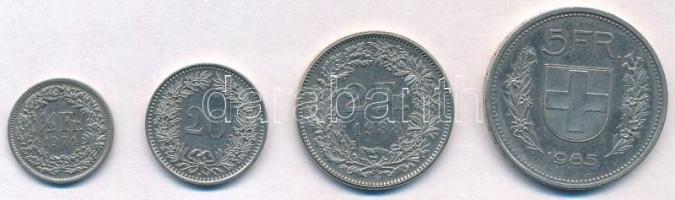 Svájc 1974-1991. 20r-5Fr (4xklf) T:2 Switzerland 1974-1991. 20 Rappen - 5 Francs (4xdiff) C:XF