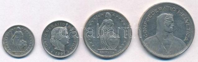 Svájc 1974-1991. 20r-5Fr (4xklf) T:2
Switzerland 1974-1991. 20 Rappen - 5 Francs (4xdiff) C:XF