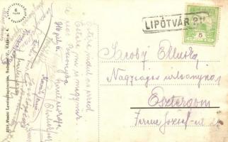Lipótvár, Újvároska, Leopoldov; Vasútállomás / railway station + Lipótvár pályaudvari pecsét (ázott ...