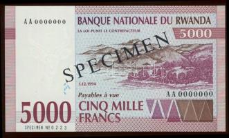 Ruanda 1994. 5000Fr "SPECIMEN 000" T:I
