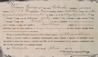 1903 Díszes végelbocsájtó levél, tizedes részére, aki a cs. és kir. 32 gyalogezredben (10 év, 7 hóna...