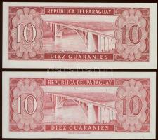 Paraguay 1952(1963). 10G (2x) sorozatszám különböző helyen + klf aláírások T:I