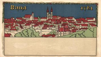 Budapest, Buda. Anno 1781. Geittner és Rausch kiadása, művészlap, litho (EK)