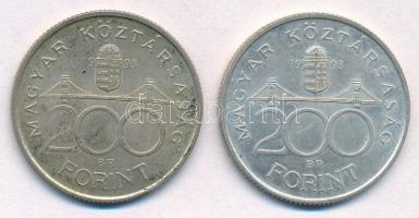 1993. 200Ft Ag "MNB" (2x) T:2 patina