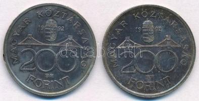 1992. 200Ft Ag "MNB" (2x) T:2 ph.,patina