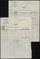 1935-1940 11 db fejléces régi számla és 1 db régi boríték, közte: 2 db Streicher Royal Butor, 2 db C...