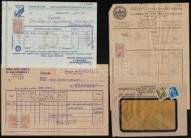 1935-1940 11 db fejléces régi számla és 1 db régi boríték, közte: 2 db Streicher Royal Butor, 2 db C...