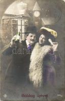 5 db futott újévi üdvözlőlap