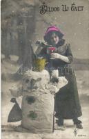 5 db futott újévi üdvözlőlap