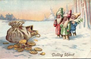 5 db futott újévi üdvözlőlap