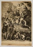 Jean Audran (1667-1756), Pieter Paul Rubens után: Henri IV délibere sur son futur mariage. / IV. Henrik házasodni szándékozik. Kép a híres Medici sorozatból. Rézmetszet. 335x450 mm + felirat Feliratnál beszakadás. / Etching from the Medici series. 335x450 mm