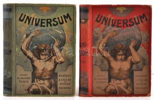 1904-1918 Universum I., IV., V. VIII. kötete. Évkönyv a család és ifjuság számára. Szerk.: Dr. Hankó Vilmos. Bp., 1905-1918, Lampel R. (Wodianer F. és Fiai.) Kiadói aranyozott, festett egész- és félvászon-kötés, változó állapotban, I. kötet kopott, foltos és VIII. kötet kopott, az V. kötet gerincén kis sérüléssel, a IV., V. kötet kissé kopottas.