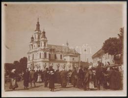 cca 1915 Radomsko, templom, piac, 9x12 cm / Radomsko, church, market, photo, 9x12 cm