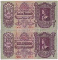 1930. 100P (2x) sorszámkövetők, csillagos sorozatszám, nyomdai papírránc T:I,I-  Adamo P17A