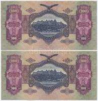 1930. 100P (2x) sorszámkövetők, csillagos sorozatszám, nyomdai papírránc T:I,I- 
Adamo P17A