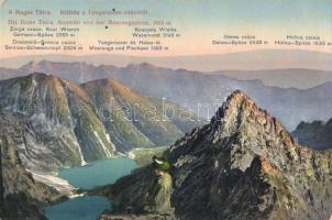 Tátra, Magas-Tátra, Vysoké Tatry; Kilátás a Tengerszem-csúcs felől / Aussicht von der Meeraugspitze / Rysy (fl)