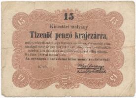 1849. 15kr Kossuth bankó rendeletéből után nincs kettős pont T:III- Adamo G102h