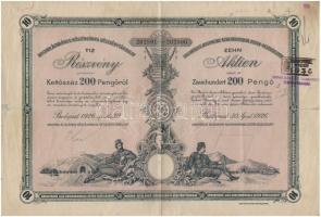 1897-1929. 4db-os vegyes magyar és osztrák részvény tétel, közte "Magyar Általános Kőszénbánya ...