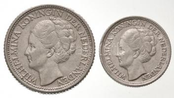 Hollandia 1941. 25c Ag + 1944. 10c Ag "I. Vilma" T:1- Netherlands 1941. 25 Cents Ag + 1944. 10 Cents Ag "Wilhelmina I" C:AU