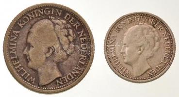 Curacao 1944D 1/4G Ag + 1947. 1/10G Ag "I. Vilma" T:2 Curacao 1944D 1/4 Gulden Ag + 1947. 1/10 Gulden Ag "Wilhelmina I" C:XF