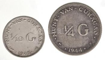 Curacao 1944D 1/4G Ag + 1947. 1/10G Ag "I. Vilma" T:2
Curacao 1944D 1/4 Gulden Ag + 1947....