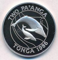 Tonga 1986. 2P Ag Hosszúszárnyú bálna T:PP felületi karc Tonga 1986. 2 Paanga Ag Humpback whale C:PP slightly scratched Krause KM#121