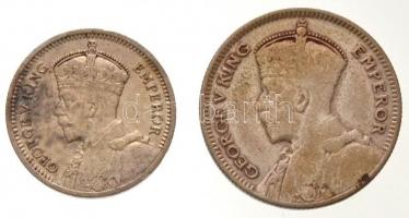 Új-Zéland 1933. 6p Ag + 1934. 3p Ag V. György T:2,2- New Zealand 1933. 6 Pence Ag + 1934. 3 Pence Ag George V C:XF,VF