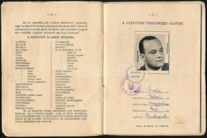 1937 a Királyi Magyar Automobil Club fényképes nemzetközi vezetői engedélye