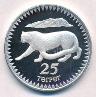 Mongólia 1987. 25T Ag Hópárduc T:PP felületi karc Mongolia 1987. 25 Tugrik Ag Snow Leopard C:PP slightly scratched Krause KM#50