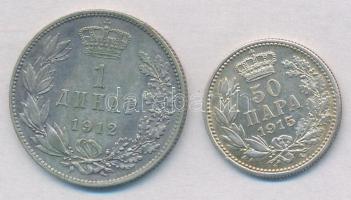 Szerbia 1912. 1D Ag + 1915. 50p Ag "I. Péter" T:1-,2
Serbia 1912. 1 Dinar Ag + 1915. 50 P...